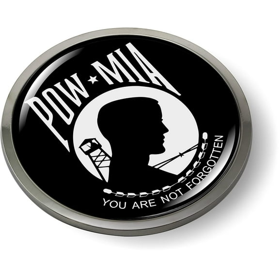 POW MIA Vietnam WAR 3D Domed CAR Emblem Badge Sticker Chrome Metal Round Bezel
