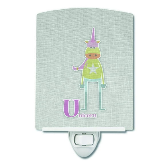 Caroline's Treasures BB5746CNL Alphabet U for Unicorn Ceramic Night Light, 6x4x3", multicolor