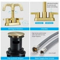 thumbnail image 3 of Bathroom Faucet 2 Handle 4 Inch Centerset Bathroom Sink Faucets 3 Hole with Pop Up Drain and Water Supply Lines, Brushed Gold, 3 of 6