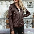 thumbnail image 6 of LYXSSBYX Jackets for Women Clearance Women's Fashion Casual Hooded Zipper Long Sleeve Color Leather Jacket Coat, 6 of 9
