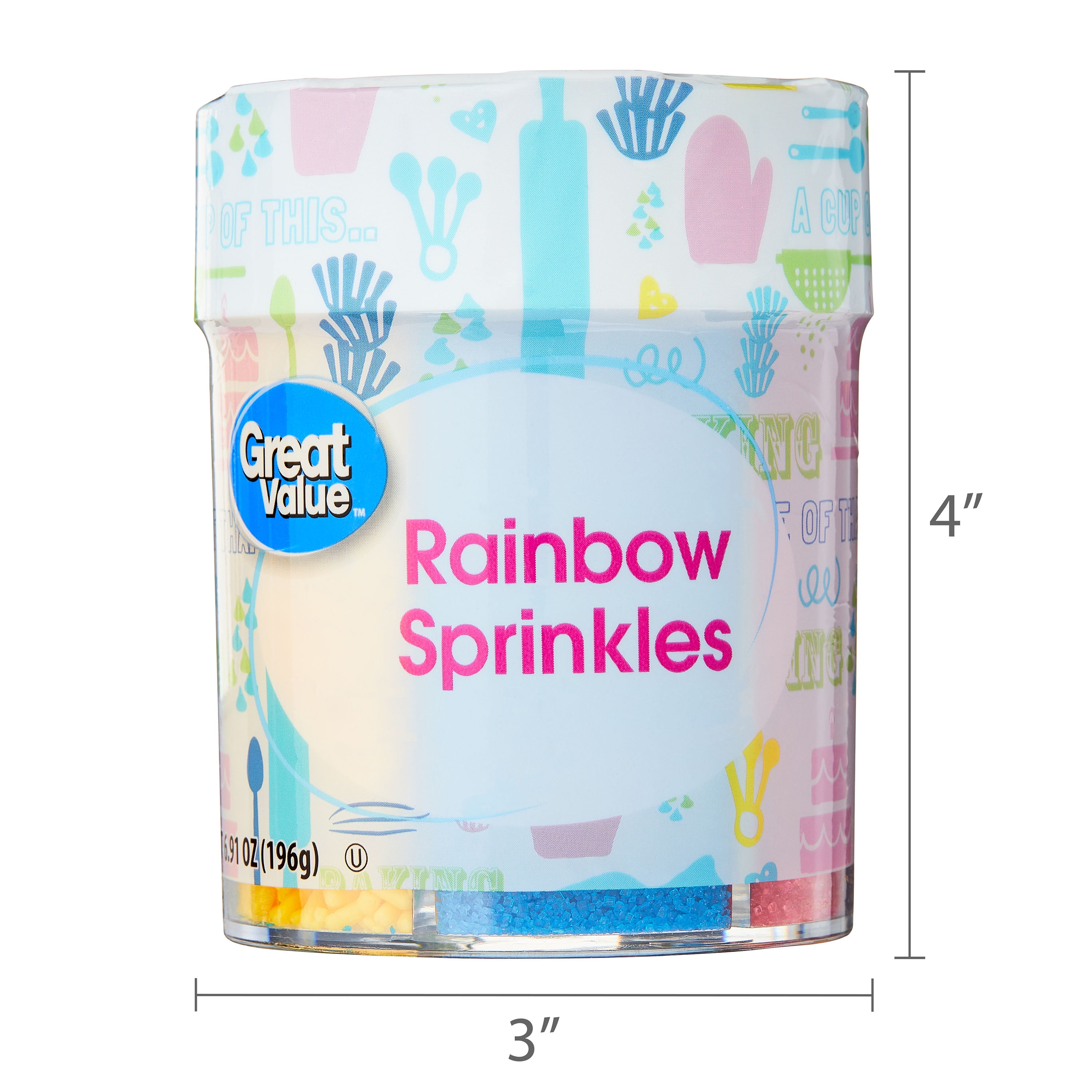 Great Value 6-Cell Rainbow Sprinkles, 6.91 oz