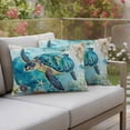 thumbnail image 4 of Pack of 2 Outdoor Pillow Covers 20x12 Inch Waterproof Turquoise Turtle Throw Pillow Covers,Decorative Couch Pillow Shams Protectors Farmhouse Coastal Starfish Seaweeds Patio Cushion Pillowcases, 4 of 8