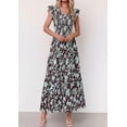 thumbnail image 2 of PRETTYGARDEN Women's Boho Floral Maxi Dress Summer Smocked V Neck Ruffle Sleeve Spring Flowy Beach Vacation Sundresses, 2 of 6