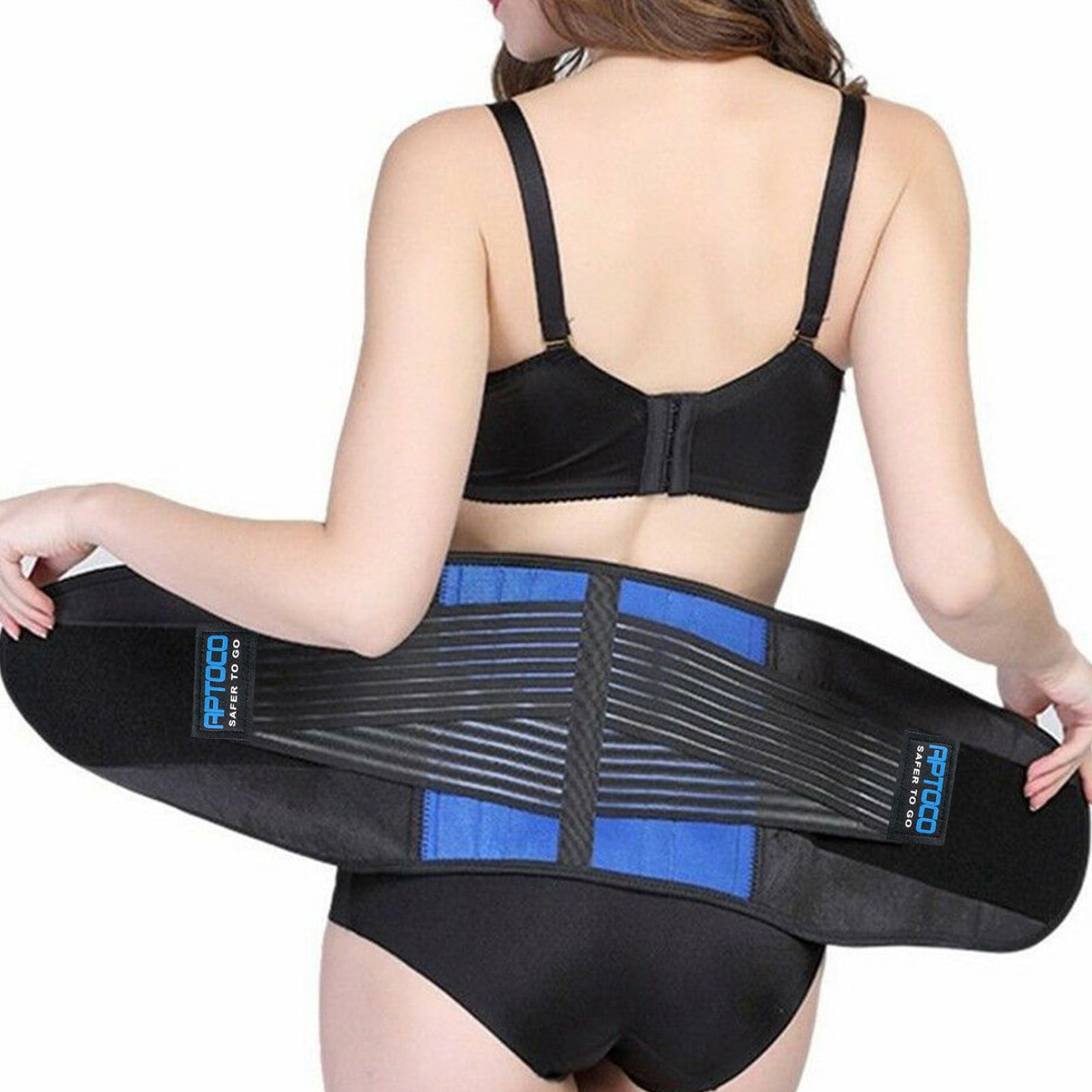 Aptoco Back Brace Compression Lumbar Support Belt with Metal Stays for Men  Women Lower Back Pain Relief Adjustable Posture Corrector Strap for Sciatica  Disc (XL), Valentines Day Gifts 