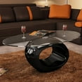 thumbnail image 1 of vidaXL Coffee Table with Oval Glass Top High Gloss Black, 1 of 4