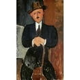 thumbnail image 2 of Modigliani, Amedeo 21x32 Black Ornate Wood Framed with Double Matting Museum Art Print Titled - Seated Man - Leaning On a Cane, 2 of 4