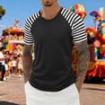 thumbnail image 2 of Wxolcjlv Men's T-Shirt Strip Print Waffle Coew Neck Short Sleeve Tshirt Summer Casual Breathable Tee For Daily Wear Festive Celebration,Size XS-5XL, 2 of 4