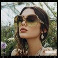 thumbnail image 5 of SA106 Womens Extra Oversized Round Exposed Lens Butterfly Sunglasses / Beige Green Frame - Brown Green Lens, 5 of 8