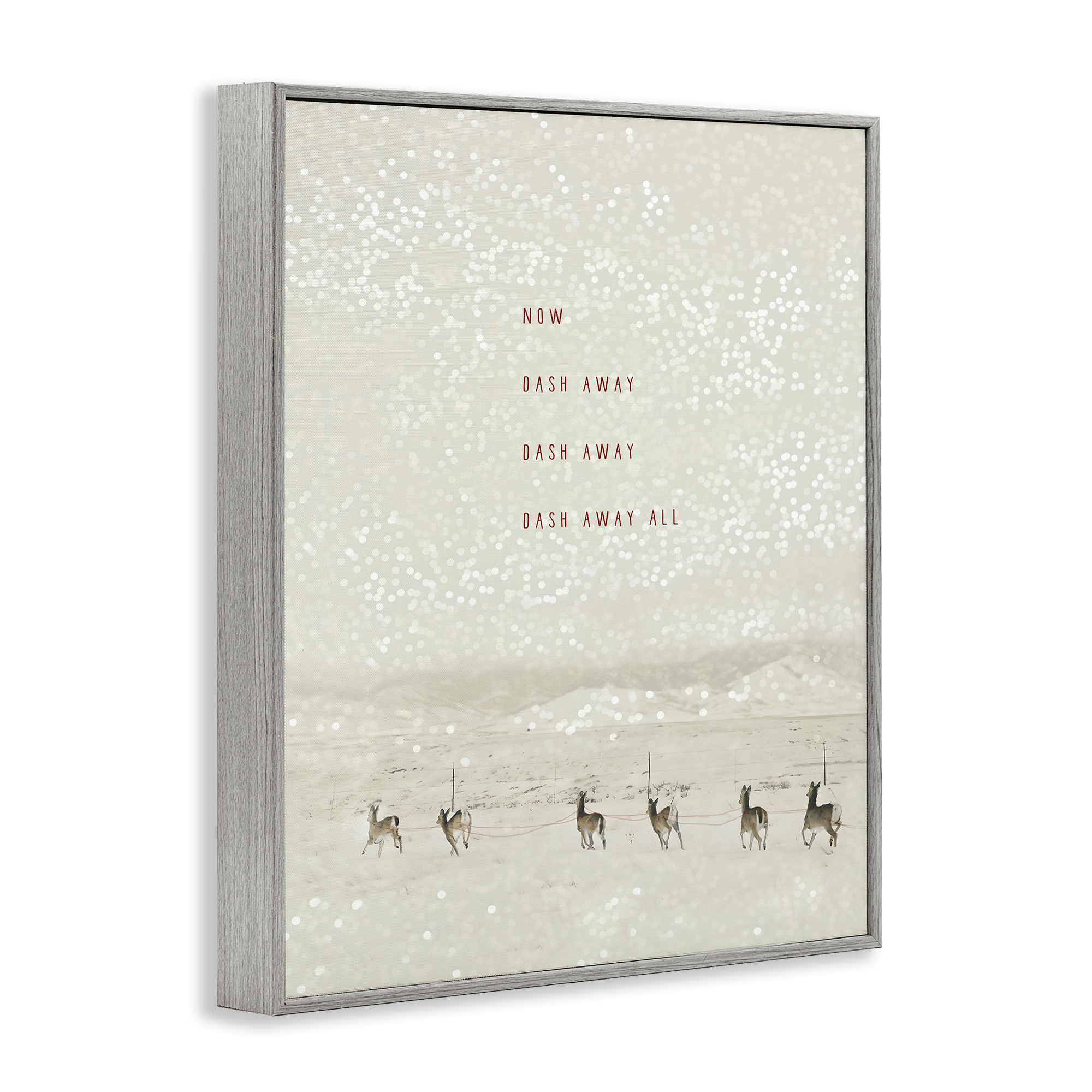 Stupell Industries Dash Away Winter Poem Landscape Painting Gray Framed Art Prints Wall Art, 11 x 14