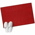 thumbnail image 2 of Red 2x3 Door Mat Rug, Farmhouse Burlap Solid Red Color Modern Linen Texture Non-Skid Rubber Backing Large Rectangle Rugs - Living Room Bedroom Home Office, Indoor Floor Mat Carpets Washable Rug, 2 of 9