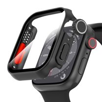 For Apple Watch Series 6/5/4/SE 2 [44mm] Case, IC ICLOVER [Looks like Ultra Protector Case] Full Cover Snap-on Cover with Built-in Clear Glass Screen Protector for iWatch Series 6/5/4/SE 2, Black