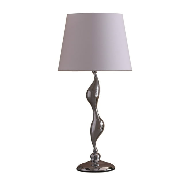 Table Lamp With Metal Female Figurine Base Silver Com Table Lamp With Metal Female Figurine, Silver Candlestick Lamp Base