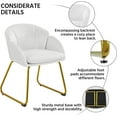 thumbnail image 6 of CRXX Modern Velvet Vanity Chair Armchair, Flower Shaped Makeup Chair with Golden Metal Legs for Living Room/Makeup Room/Bedroom/Home Office/Kitchen, White, 6 of 10