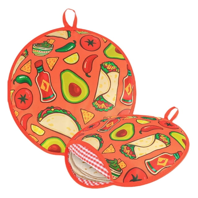 kurtrusly Roti Maker 12 Inch Insulated Cloth Taco Warmer Holder Microwave Safe Tortilla Warmer Pouch Party A