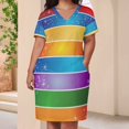 thumbnail image 3 of Rainbow Stripes Sparkling Stars Summer Dresses for Women Beach Boho, 3 of 5