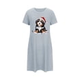 thumbnail image 5 of Sakmal Christmas Nightgowns Women Soft Blue Loose Playful Mumu Dress Short Dog Print Crew Neck Short Sleeve Nightgowns S-2XL, 5 of 5