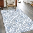 thumbnail image 3 of Baroque Style Washable Area Rugs 3'x5', Grey Blue Skull Classical Floral Mysterious Low Pile Throw Living Room Rug Non-Slip Sturdy Edge Binding Carpet for Indoor Entryway Bedside Kitchen, 3 of 9