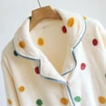 thumbnail image 4 of Women's Cute Fleece Pajama Tops Button down Flannel Sleepwear Jacket Soft Warm Winter Fuzzy Home Wear with Pockets New Soft Pajama White XL, 4 of 9