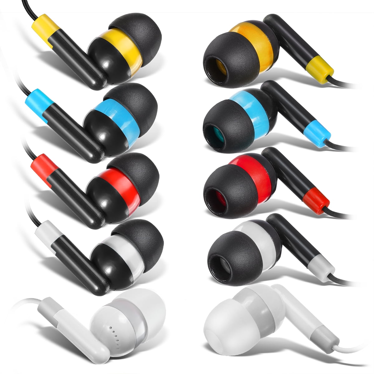 Bulk Earbuds 100 Pack Multi-color Keewonda Individually Wrapped In Ear Headphones for Schools Classrooms Libraries