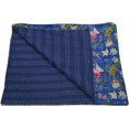 thumbnail image 3 of Indian Handmade Cotton Paradise Print Kantha Quilt Tribal Bed Cover Bedspread Blanket Picnic Throw Coverlet Reverisble Bed Throw(Blue Queen 90X108 Inches), 3 of 4