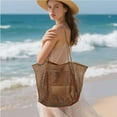 thumbnail image 3 of Gustave Mesh Tote Beach Bag for Women Summer Casual Hobo Pool Bags Large Foldable Sandproof Shoulder Handbag for Travel Beach Picnic Vacation - Brown, 3 of 10