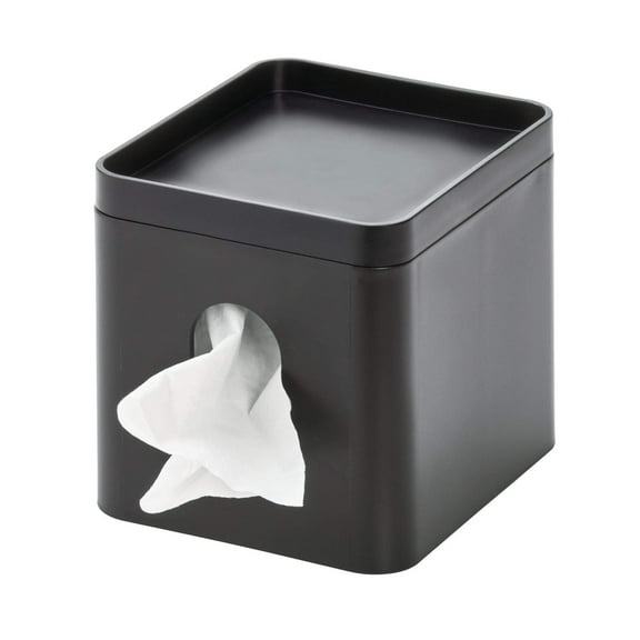 Face towel paper box cover with storage tray, 6.1 "x 5.15" x 5.4 ", matte black