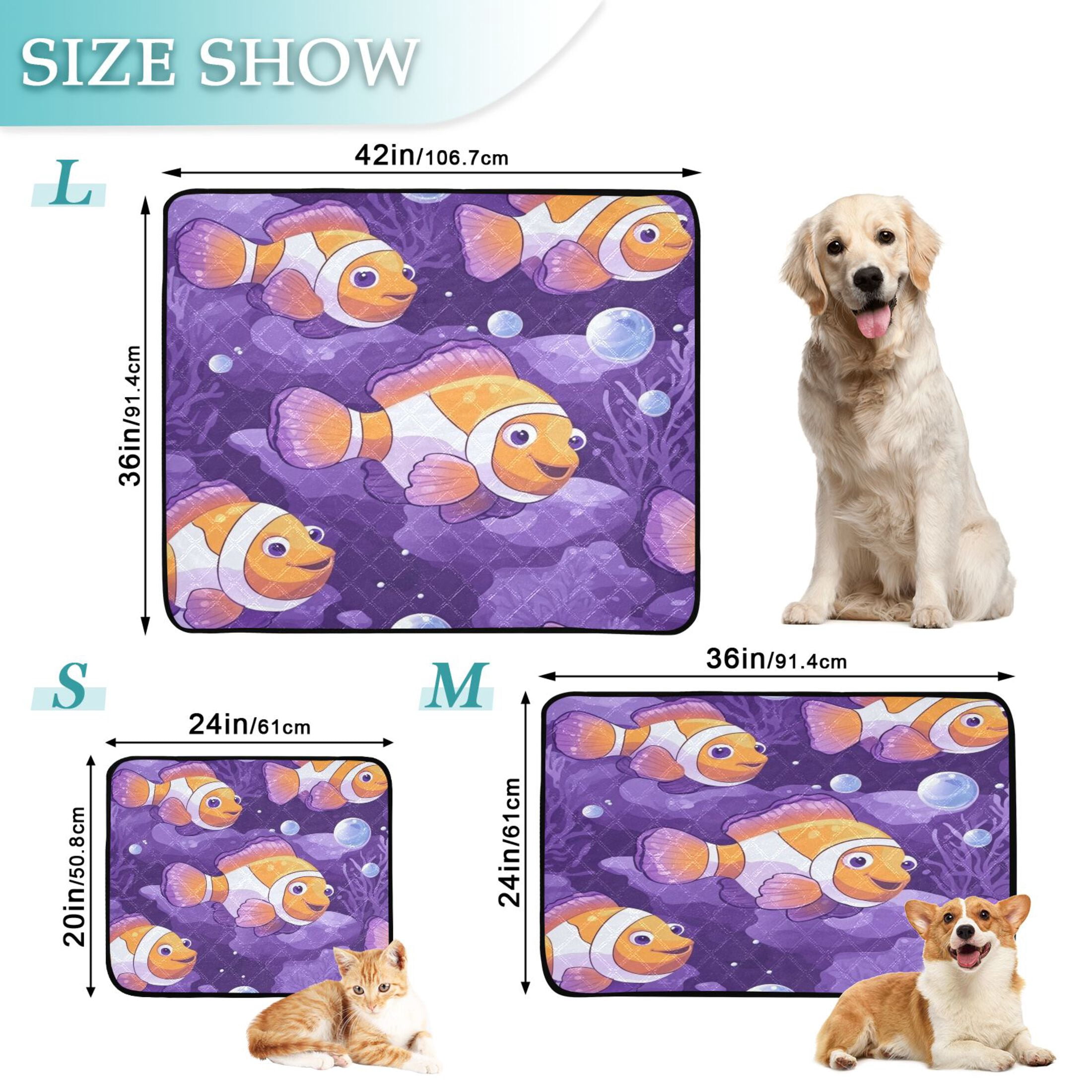 Qxltty Tropical Clownfish Cat litter Pads Pet Set of 3 Diaper Mats Center Anti-leakage Layer Absorbent Soft and Comfortable