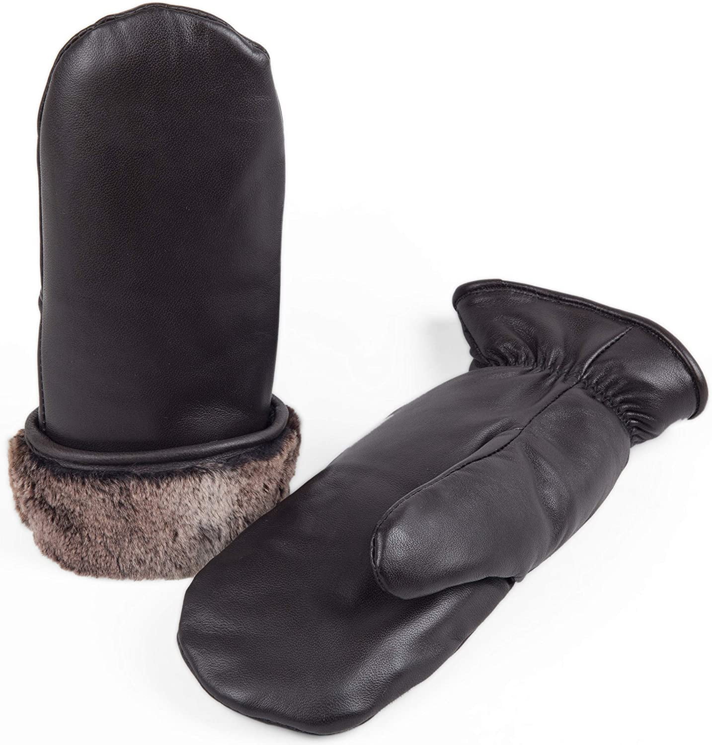 shearling lined leather mittens