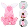 thumbnail image 4 of FELTECHELECTR Disfraz cálido de forro polar coral para mascota, adorable disfraz de orejas de conejo para gato y perro (talla M), 4 of 7
