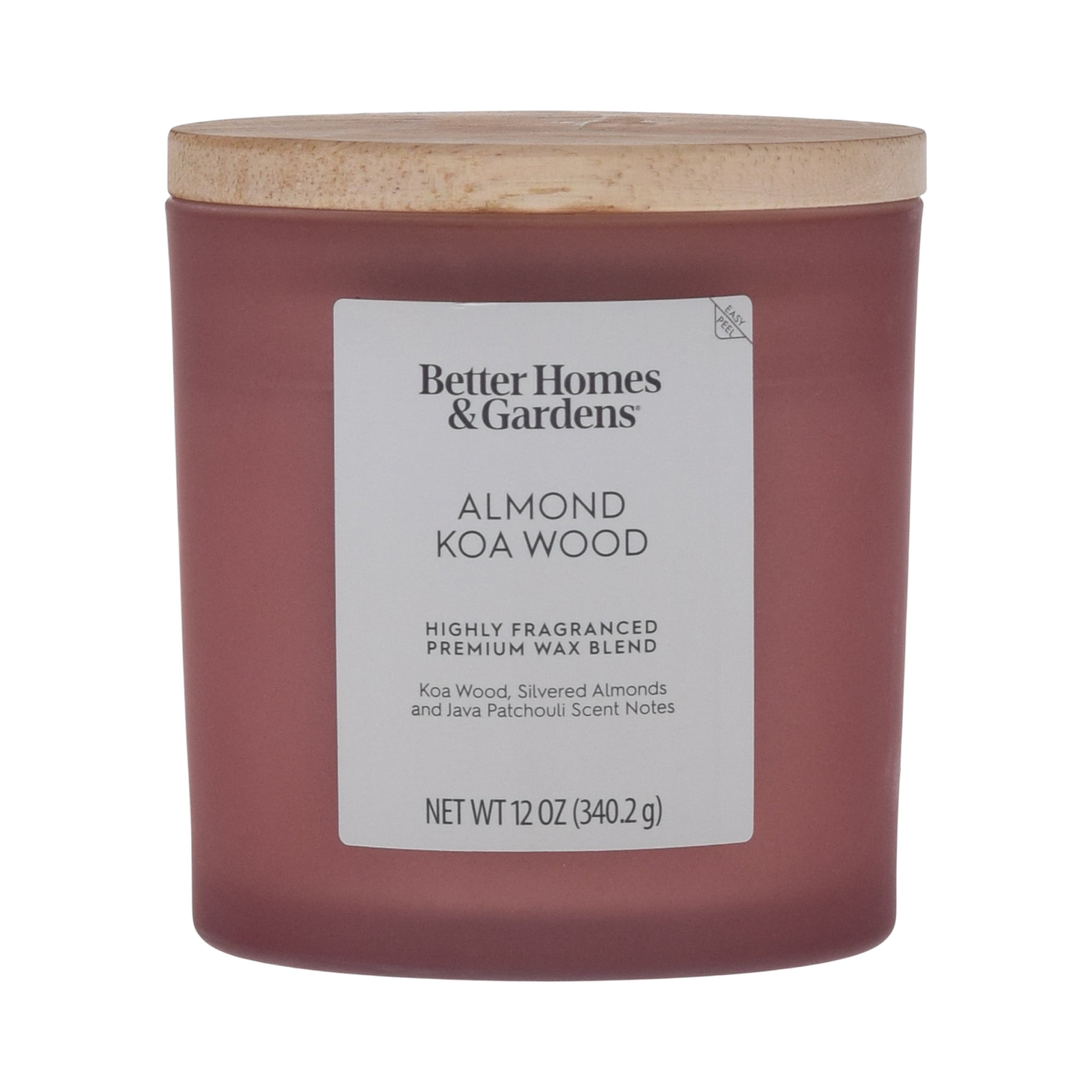 (2 pack) Better Homes and Gardens Almond Koa Wood Scented 2-Wick Frosted Jar Candle 12oz.