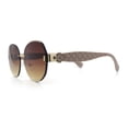 thumbnail image 6 of Womens Rimless Bevel Lens Flower Jewel Hinge Round Fashion Sunglasses Gold Beige - Brown, 6 of 8