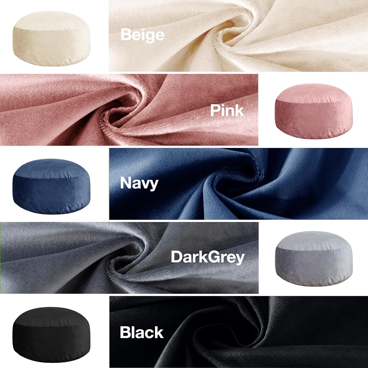 3 Ft Bean Bag Chair, Memory Foam Bean Bag Chairs for Adults with Filling, Round Bean Bag Sofa with Filler Included, Beanbags with Soft Dutch Velvet Fabric,3 Foot,Beige