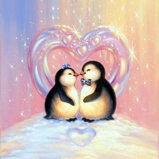 HOMFUN-pintura de diamante redondo/cuadrado completa, cuadro artesanal 5D, punto de cruz bordado 3D de "pingüino de hielo", regalo para decoración del hogar