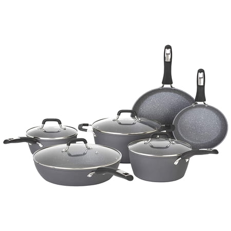 Bialetti Impact Nonstick Heavy Gauge Oven Safe 10 Piece Cookware Set, Gray