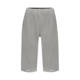 thumbnail image 7 of Yievot Cotton Linen Capri Pants for Women Loose Casual Elastic Waist Summer Beach Vacation Cropped Pants with Back Pockets, 7 of 7
