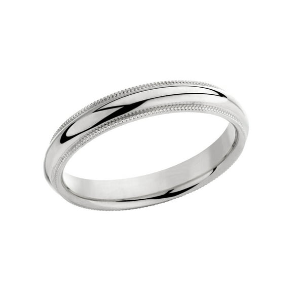 Ladies or Mens Comfort Fit 4mm Milgrain Wedding Band Ring in Sterling Silver for Women