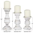 thumbnail image 4 of DecMode Traditional and Timeless Mango Wood Pillar Candle Holder Set of 3, 6", 8", 1"H, White/Rose Blush Finish, 4 of 13