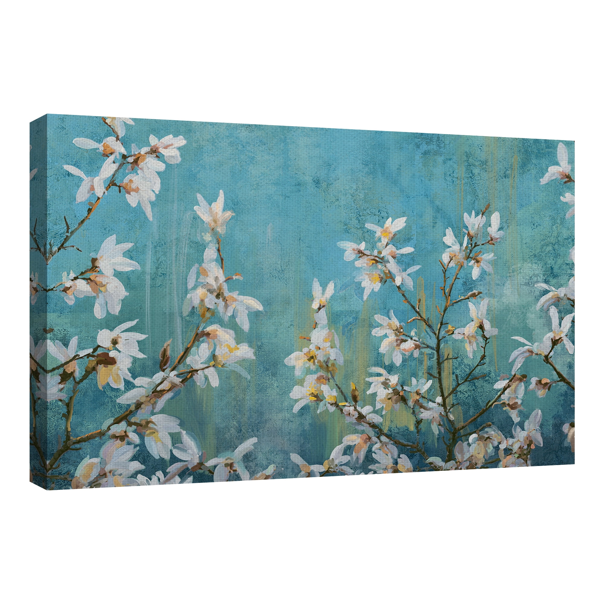 Fine Art Canvas Spring Harmony Portrait White Tree Blossoms on Blue by Studio Arts Canvas Art Print