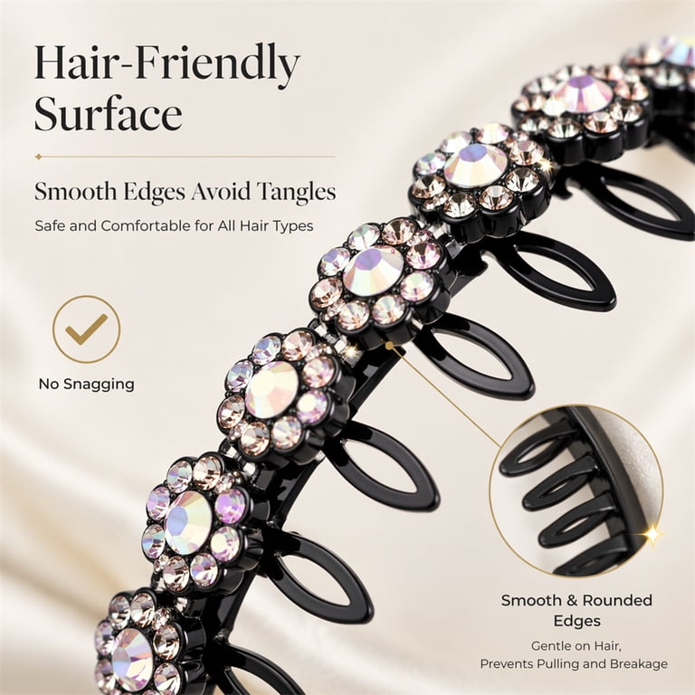 GIXUSIL 6 Pieces Elastic Rhinestone Beaded Headband, Non 