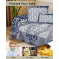 thumbnail image 4 of Navy Blue Damask Sofa Couch Covers for 3 Cushion Couch,Washable L Shape Sectional Sofa Covers for Loverseat/Pet/Kid,Boho Medallion Paisley Luxurious Flower Slipcover Throw Blanket Futon Cover 71x134, 4 of 8