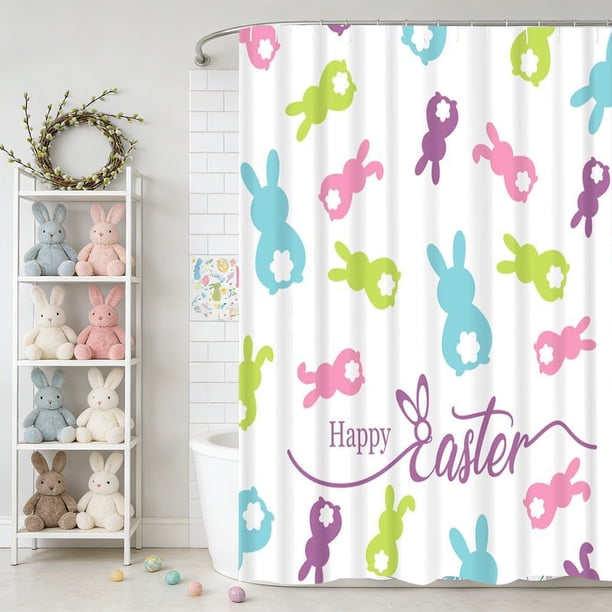 Cortina de Baño de Pascua, Sin Taladros, con 12 Ganchos