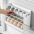 thumbnail image 1 of Contenedor para almacenar huevos con organizador de varios niveles estilo giro para puertas laterales de refrigerador, plástico, blanco, 25.5x19.5x9 cm, 1 of 8