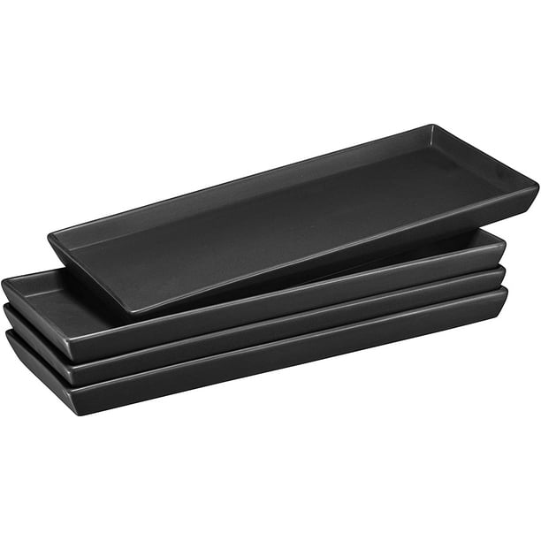 Bruntmor Black Ceramic Platter Trays High Grade, Safe for Microwave