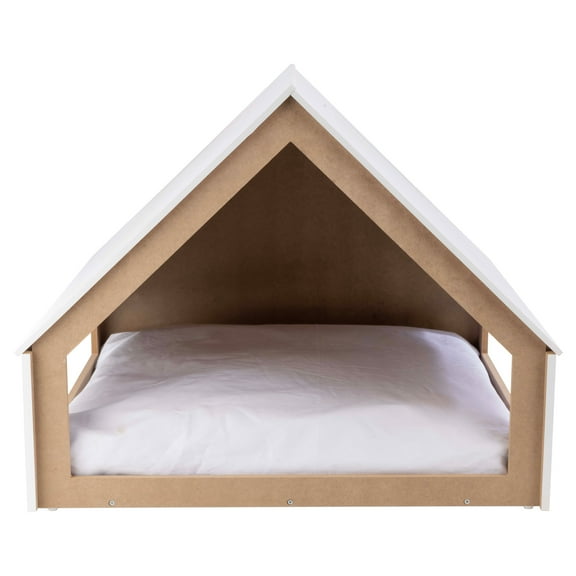 PETMAKER Indoor Dog House for Small to Medium Pets up to 80lbs - Wood Doghouse with Cushion, White