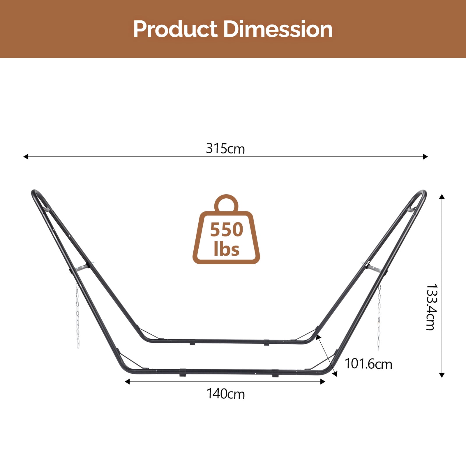 Heavy Duty Iron Hammock Frame for All Hammocks, Easy Assembly Hammock Hanging Stand for Garden, Courtyard and Balcony, Black Double-Barrel Hammock Stand Only