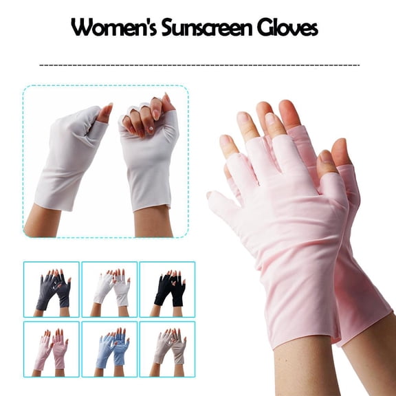 FurNest Women Fingerless Sun Protection Gloves Half Finger Sunscreen Anti-UV Gloves