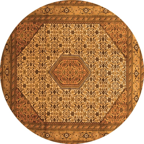 Ahgly Company Indoor Round Medallion Orange Traditional Area Rugs, 4' Round