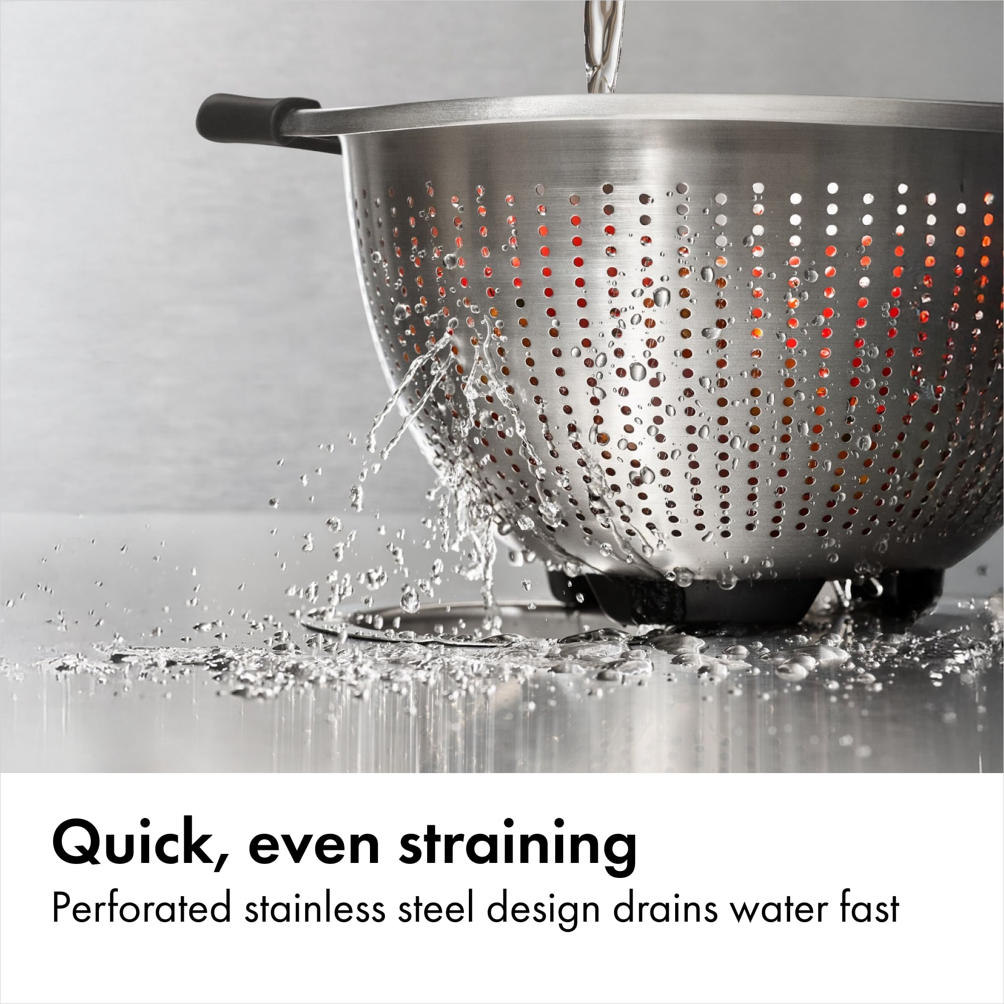 OXO SoftWorks 5 Quart Stainless Steel Colander with Soft Non-Slip Handles and Elevated Base