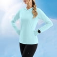 thumbnail image 6 of Miluxas Women's Summer Solid Sun Protection Hoodied Tops Slim Fit Long Sleeve Outdoor Sun Shirts with Thumb Hole Light Blue, 6 of 9