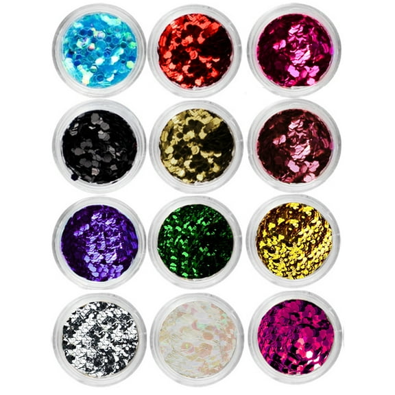 Beaute Galleria 12 Colors Nail Glitters Sparkle Sequins Holographic Metallic Flakes Manicure Nail Art Decorations